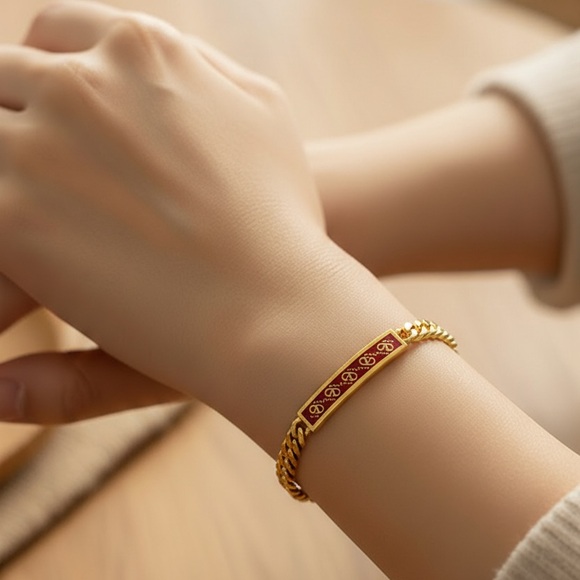 Valentino Jewelry - Vintage Valentino Garavani Gold-plated V-Logo Curb Chain Bracelet